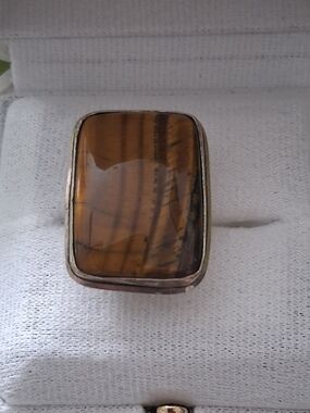 Tiger's Eye Statement Ring in Gold Tone